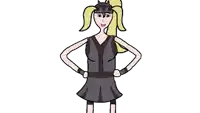 a cartoon of a woman wearing a helmet and a dress