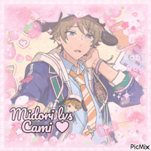 a picture of a boy with the name midori lvs cami written on it