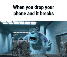 Monsters Inc Sully GIF - Monsters Inc Sully When You Drop Your Phone And It Breaks GIFs