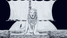 Lion On A Boat At Seas GIF - Lion On A Boat At Seas Float Away GIFs