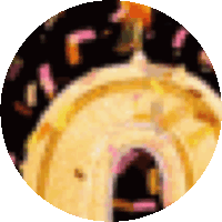 a blurry picture of a building in a circle with a black background