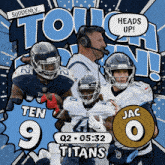 an advertisement for the tennessee titans football team shows players and coaches