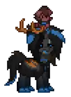 a pixel art of a horse with a person riding on its back
