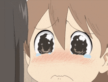 a close up of a cartoon character with tears running down her face