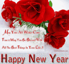 Blessed New Year Happy New Year GIF - Blessed New Year Happy New Year Red Roses GIFs