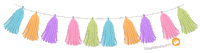 a string of colorful tassels with a groupgreeting.com logo