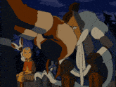 a group of cartoon characters including a boy wearing a star on his chest