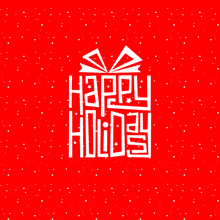 a red background with white snowflakes and the words happy holidays