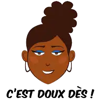 a cartoon drawing of a woman with the words c ' est doux des below her