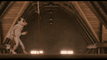 a dog is flying through the air next to a crate that says bean red remaining