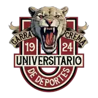 a logo for garra crema universitario de deportes shows a lion with its mouth open