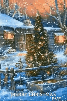 merry christmas snow tree greetings