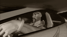 a man with a beard is sitting in a car