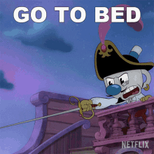 Go To Bed Mugman GIF - Go To Bed Mugman The Cuphead Show GIFs