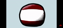 a cartoon drawing of a ball with a red white and black flag on it