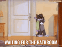Bathroom Waiting GIF - Bathroom Waiting Tom And Jerry GIFs
