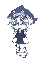 a drawing of a girl wearing a hat and sunglasses