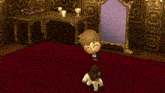 a video game character is standing next to a dog