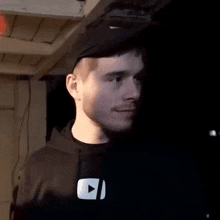 a man wearing a black hat and a black hoodie with a youtube logo on it