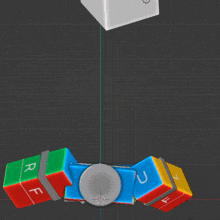 a 3d model of a robot with the letters rf and f on his arms and legs