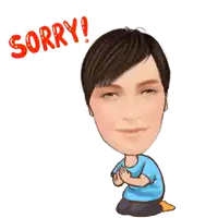 a cartoon of a man kneeling down with the words sorry written above him