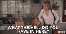 What The Hell Do You Have In Here Jane Fonda GIF - What The Hell Do You Have In Here Jane Fonda Grace Hanson GIFs