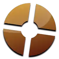 a brown circle with a cross in the center