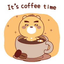coffee tea time coffee time cute bear