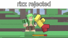 a screenshot of a video game with the words rizz rejected on the bottom