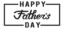 a black and white logo for father 's day with the words `` happy father 's day '' .