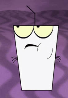a cartoon character with a straw on top of it