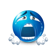 a blue smiley face with a tear coming out of its eye