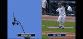 a baseball player named joey cora is standing on a field
