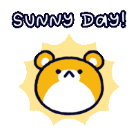 an illustration of a teddy bear with the words sunny day above it