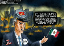 a cartoon of a man wearing a hat that says branco