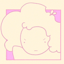 a cartoon drawing of a girl with curly hair and a smiley face