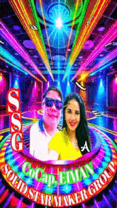 a picture of a man and a woman with the words cocap eman solid starmaker group