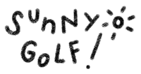 a black and white logo for sunny golf with a white background