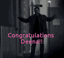 congratulations deena is written on a black background