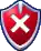 a red shield with a white cross on it