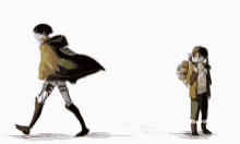 a couple of anime characters are standing next to each other .