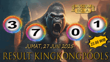 a picture of a gorilla with the words museum bola on the top