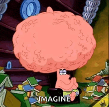 patrick star from spongebob squarepants has a huge brain on his head