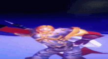 a man in armor is holding a sword in his hand