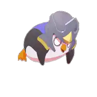 a cartoon penguin wearing a helmet and sunglasses