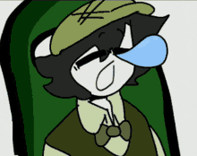 a drawing of a man with a hat and bow tie