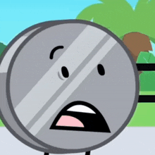 a cartoon coin with a surprised face on it