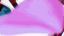 a cartoon character is laying on a bed with a purple blanket on it .