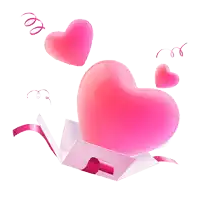 a pink heart is coming out of a box