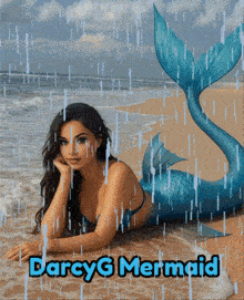 a picture of a mermaid with the name darcy g mermaid on it